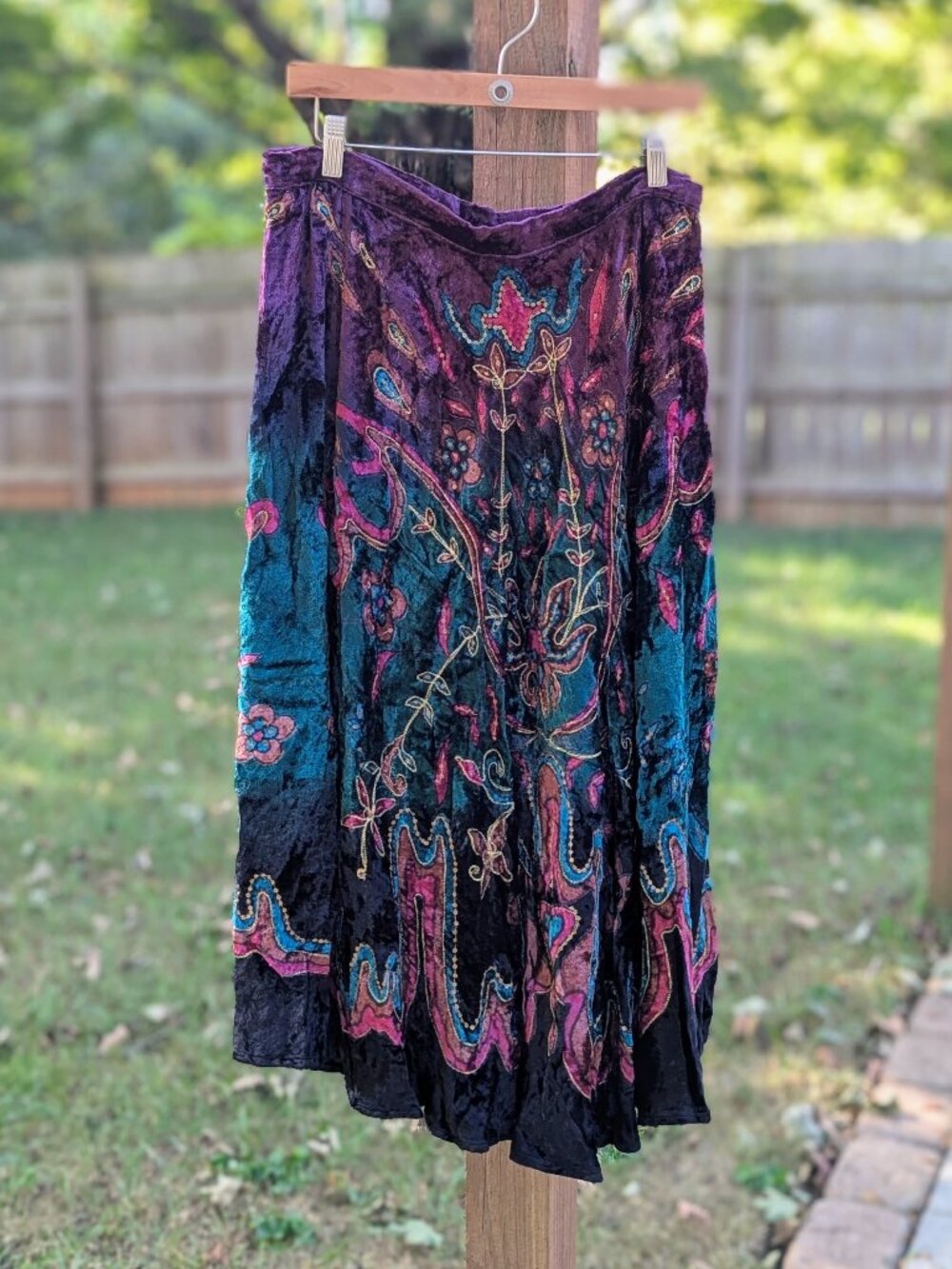 Requirements Vintage Crushed Velvet Asymmetrical Skirt